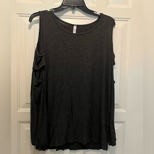 Acting Pro Charcoal Long Sleeve Cold Shoulder Top